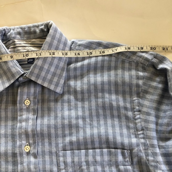 Ted Baker London Light Blue Plaid Button Down Long Sleeves Shirt Size 15 1/2 - Picture 15 of 15